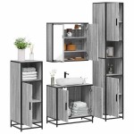 vidaXL Set de mobilier de baie 4 piese Lemn stratificat gri Sonoma vidaXL Set de mobilier de baie 4 piese Lemn stratificat gri Sonoma