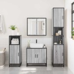 vidaXL Set de mobilier de baie 4 piese Lemn stratificat gri Sonoma vidaXL Set de mobilier de baie 4 piese Lemn stratificat gri Sonoma