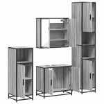 vidaXL Set de mobilier de baie 4 piese Lemn stratificat gri Sonoma vidaXL Set de mobilier de baie 4 piese Lemn stratificat gri Sonoma