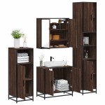 vidaXL Set de mobilier de baie din 4 piese din lemn de stejar maro vidaXL Set de mobilier de baie din 4 piese din lemn de stejar maro