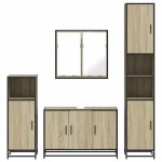 vidaXL Set de mobilier de baie din 4 piese din lemn de stejar Sonoma