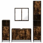 vidaXL Set de mobilier de baie 4 piese Lemn prelucrat de stejar afumat vidaXL Set de mobilier de baie 4 piese Lemn prelucrat de stejar afumat