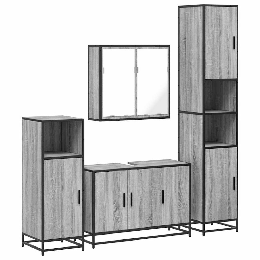 vidaXL Set de mobilier de baie 4 piese Lemn stratificat gri Sonoma