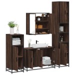vidaXL Set de mobilier de baie din 4 piese din lemn de stejar maro vidaXL Set de mobilier de baie din 4 piese din lemn de stejar maro