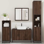 vidaXL Set de mobilier de baie din 4 piese din lemn de stejar maro vidaXL Set de mobilier de baie din 4 piese din lemn de stejar maro