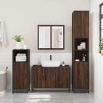 vidaXL Set de mobilier de baie din 4 piese din lemn de stejar maro vidaXL Set de mobilier de baie din 4 piese din lemn de stejar maro