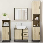 vidaXL Set de mobilier de baie din 4 piese din lemn de stejar Sonoma vidaXL Set de mobilier de baie din 4 piese din lemn de stejar Sonoma