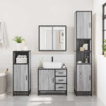 vidaXL Set de mobilier de baie 4 piese Lemn stratificat gri Sonoma vidaXL Set de mobilier de baie 4 piese Lemn stratificat gri Sonoma