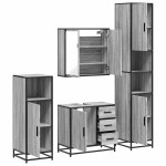 vidaXL Set de mobilier de baie 4 piese Lemn stratificat gri Sonoma vidaXL Set de mobilier de baie 4 piese Lemn stratificat gri Sonoma