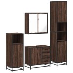 vidaXL Set de mobilier de baie din 4 piese din lemn de stejar maro vidaXL Set de mobilier de baie din 4 piese din lemn de stejar maro