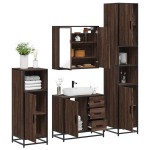 vidaXL Set de mobilier de baie din 4 piese din lemn de stejar maro vidaXL Set de mobilier de baie din 4 piese din lemn de stejar maro
