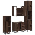 vidaXL Set de mobilier de baie din 4 piese din lemn de stejar maro vidaXL Set de mobilier de baie din 4 piese din lemn de stejar maro
