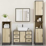 vidaXL Set de mobilier de baie din 4 piese din lemn de stejar Sonoma vidaXL Set de mobilier de baie din 4 piese din lemn de stejar Sonoma