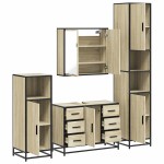 vidaXL Set de mobilier de baie din 4 piese din lemn de stejar Sonoma vidaXL Set de mobilier de baie din 4 piese din lemn de stejar Sonoma