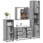 vidaXL Set de mobilier de baie 4 piese Lemn stratificat gri Sonoma vidaXL Set de mobilier de baie 4 piese Lemn stratificat gri Sonoma