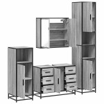 vidaXL Set de mobilier de baie 4 piese Lemn stratificat gri Sonoma vidaXL Set de mobilier de baie 4 piese Lemn stratificat gri Sonoma