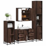 vidaXL Set de mobilier de baie din 4 piese din lemn de stejar maro vidaXL Set de mobilier de baie din 4 piese din lemn de stejar maro