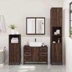 vidaXL Set de mobilier de baie din 4 piese din lemn de stejar maro vidaXL Set de mobilier de baie din 4 piese din lemn de stejar maro
