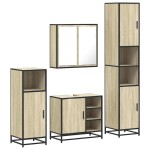 vidaXL Set de mobilier de baie din 4 piese din lemn de stejar Sonoma vidaXL Set de mobilier de baie din 4 piese din lemn de stejar Sonoma