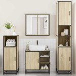 vidaXL Set de mobilier de baie din 4 piese din lemn de stejar Sonoma vidaXL Set de mobilier de baie din 4 piese din lemn de stejar Sonoma