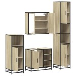 vidaXL Set de mobilier de baie din 4 piese din lemn de stejar Sonoma vidaXL Set de mobilier de baie din 4 piese din lemn de stejar Sonoma