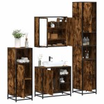vidaXL Set de mobilier de baie 4 piese Lemn prelucrat de stejar afumat vidaXL Set de mobilier de baie 4 piese Lemn prelucrat de stejar afumat