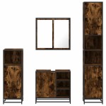 vidaXL Set de mobilier de baie 4 piese Lemn prelucrat de stejar afumat vidaXL Set de mobilier de baie 4 piese Lemn prelucrat de stejar afumat