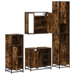 vidaXL Set de mobilier de baie 4 piese Lemn prelucrat de stejar afumat vidaXL Set de mobilier de baie 4 piese Lemn prelucrat de stejar afumat