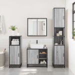 vidaXL Set de mobilier de baie 4 piese Lemn stratificat gri Sonoma vidaXL Set de mobilier de baie 4 piese Lemn stratificat gri Sonoma