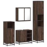 vidaXL Set de mobilier de baie din 4 piese din lemn de stejar maro vidaXL Set de mobilier de baie din 4 piese din lemn de stejar maro