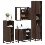 vidaXL Set de mobilier de baie din 4 piese din lemn de stejar maro vidaXL Set de mobilier de baie din 4 piese din lemn de stejar maro