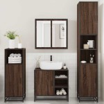 vidaXL Set de mobilier de baie din 4 piese din lemn de stejar maro vidaXL Set de mobilier de baie din 4 piese din lemn de stejar maro