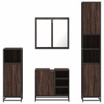 vidaXL Set de mobilier de baie din 4 piese din lemn de stejar maro vidaXL Set de mobilier de baie din 4 piese din lemn de stejar maro