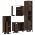 vidaXL Set de mobilier de baie din 4 piese din lemn de stejar maro vidaXL Set de mobilier de baie din 4 piese din lemn de stejar maro