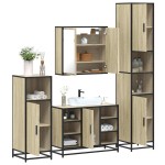 vidaXL Set de mobilier de baie din 4 piese din lemn de stejar Sonoma vidaXL Set de mobilier de baie din 4 piese din lemn de stejar Sonoma
