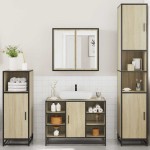 vidaXL Set de mobilier de baie din 4 piese din lemn de stejar Sonoma vidaXL Set de mobilier de baie din 4 piese din lemn de stejar Sonoma