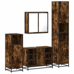 vidaXL Set de mobilier de baie 4 piese Lemn prelucrat de stejar afumat vidaXL Set de mobilier de baie 4 piese Lemn prelucrat de stejar afumat