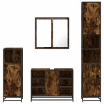 vidaXL Set de mobilier de baie 4 piese Lemn prelucrat de stejar afumat vidaXL Set de mobilier de baie 4 piese Lemn prelucrat de stejar afumat