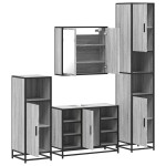 vidaXL Set de mobilier de baie 4 piese Lemn stratificat gri Sonoma vidaXL Set de mobilier de baie 4 piese Lemn stratificat gri Sonoma