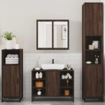 vidaXL Set de mobilier de baie din 4 piese din lemn de stejar maro vidaXL Set de mobilier de baie din 4 piese din lemn de stejar maro