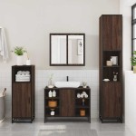 vidaXL Set de mobilier de baie din 4 piese din lemn de stejar maro vidaXL Set de mobilier de baie din 4 piese din lemn de stejar maro
