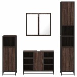 vidaXL Set de mobilier de baie din 4 piese din lemn de stejar maro vidaXL Set de mobilier de baie din 4 piese din lemn de stejar maro