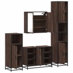 vidaXL Set de mobilier de baie din 4 piese din lemn de stejar maro vidaXL Set de mobilier de baie din 4 piese din lemn de stejar maro