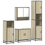 vidaXL Set de mobilier de baie din 4 piese din lemn de stejar Sonoma vidaXL Set de mobilier de baie din 4 piese din lemn de stejar Sonoma