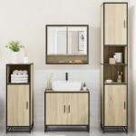 vidaXL Set de mobilier de baie din 4 piese din lemn de stejar Sonoma vidaXL Set de mobilier de baie din 4 piese din lemn de stejar Sonoma