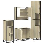 vidaXL Set de mobilier de baie din 4 piese din lemn de stejar Sonoma vidaXL Set de mobilier de baie din 4 piese din lemn de stejar Sonoma