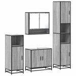 vidaXL Set de mobilier de baie 4 piese Lemn stratificat gri Sonoma vidaXL Set de mobilier de baie 4 piese Lemn stratificat gri Sonoma