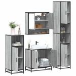 vidaXL Set de mobilier de baie 4 piese Lemn stratificat gri Sonoma vidaXL Set de mobilier de baie 4 piese Lemn stratificat gri Sonoma