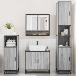 vidaXL Set de mobilier de baie 4 piese Lemn stratificat gri Sonoma vidaXL Set de mobilier de baie 4 piese Lemn stratificat gri Sonoma