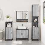 vidaXL Set de mobilier de baie 4 piese Lemn stratificat gri Sonoma vidaXL Set de mobilier de baie 4 piese Lemn stratificat gri Sonoma
